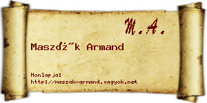 Maszák Armand névjegykártya